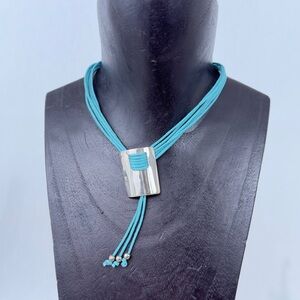 Southwestern Bolo Tie Inspired Sterling Silver 925 Mexico Corded Choker Necklace